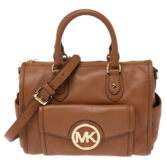 Michael Kors Handbags - MICHAEL KORS MARGO BROWN LEATHER SHOULDER SATCHEL CROSSBODY BAG